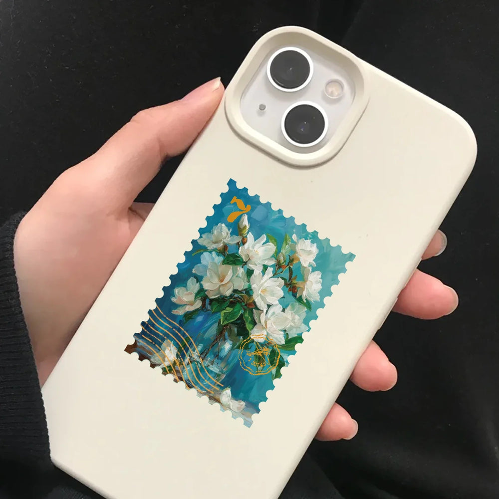 50Pcs Retro Flower Stamps Aesthetic Stickers Graffiti Decals for Scrapbooking Notebook Travel Luggage Bike Phone Sticker﻿ (ONLINE ORDER ONLY)