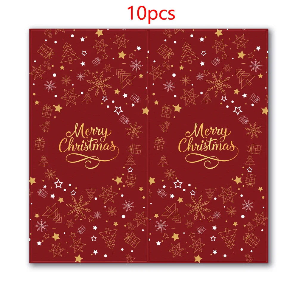 10-50pcs Merry Christmas Stickers 5*10cm Red Christmas Gift Decor Seal Stickers Cute Santa Stickers Stationery Supplies (Online Order Only)