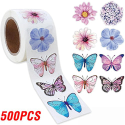 100-500pcs Butterfly Flower Sticker 8 Design Colorful Butterfly Decals Cute Stickers Party Decoration Scrapbook Stationery (ONLINE ORDER ONLY)