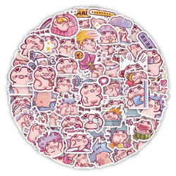 10/60Pcs Cute Pig Graffiti Diary Suitcase Skateboard Guitar Cup Decoration Waterproof Cartoon Sticker Toy Wholesale 2022 (Online Order Only)