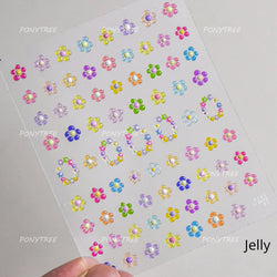 Mini Colourful Flower Black Yellow Petal Wreath 5D Chic Embossed Reliefs Delicate Self Adhesive Nail Art Stickers Manicure Decal (Online Order Only)