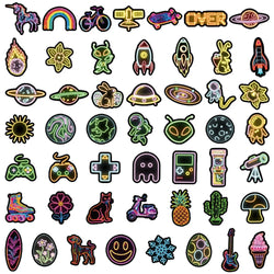 10/30/50PCS Cartoon Neon Sticker Graffiti Mobile Phone Luggage Helmet Water Cup Guitar DIY Wall Sticker Toy Decoration Wholesale (ONLINE ORDER ONLY)