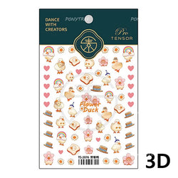 Cute Duck Pear Bowknot Mini Flower Duckling Line Bow Photo Frame Seal Stamp Figure Self Adhesive Nail Art Sticker Manicure Decal (ONLINE ORDER ONLY)