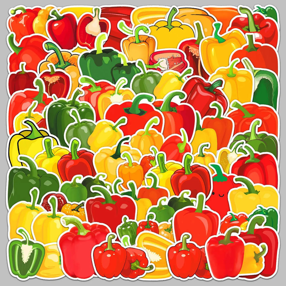 50pcs Cute Bell Pepper Graffiti Stickers for Helmet, Wall, DIY Decoration (Online Order Only)