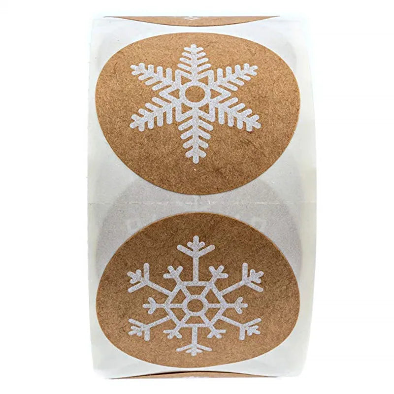 100-500pcs Round Christmas Stickers 6 Styles Snowflake Holiday Sticker Halloween Cute Lable For Scrapbooking Stationery Sticker (Online Order Only)