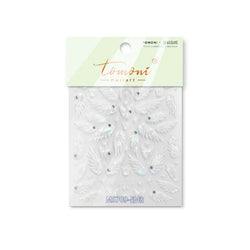 Charming White Shiny Pearl Rhinestone Wings Feathers Crown Moon Stars 3D Self Adhesive Nail Art Sticker Manicure Decal Wholesale (ONLINE ORDER ONLY)