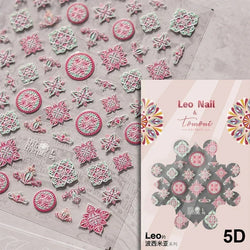 Gradient Halo Dyeing Dark Red Rose Flower Rhinestone Lace Bow Heart 3D Self Adhesive Nail Art Decoration Sticker Manicure Decals (ONLINE ORDER ONLY)