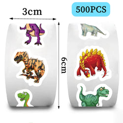 500pcs Cute Dinosaur Pattern Reward Encouragement Sticker Roll for Kids Motivational Stickers with Cute Animals for Students (ONLINE ORDER ONLY)