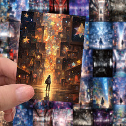 10/30/60pcs Cute Anime City View Street Night Painting Aesthetic Stickers Laptop Suitcase Phone Car Decoration Cartoon Sticker (Online Order Only)