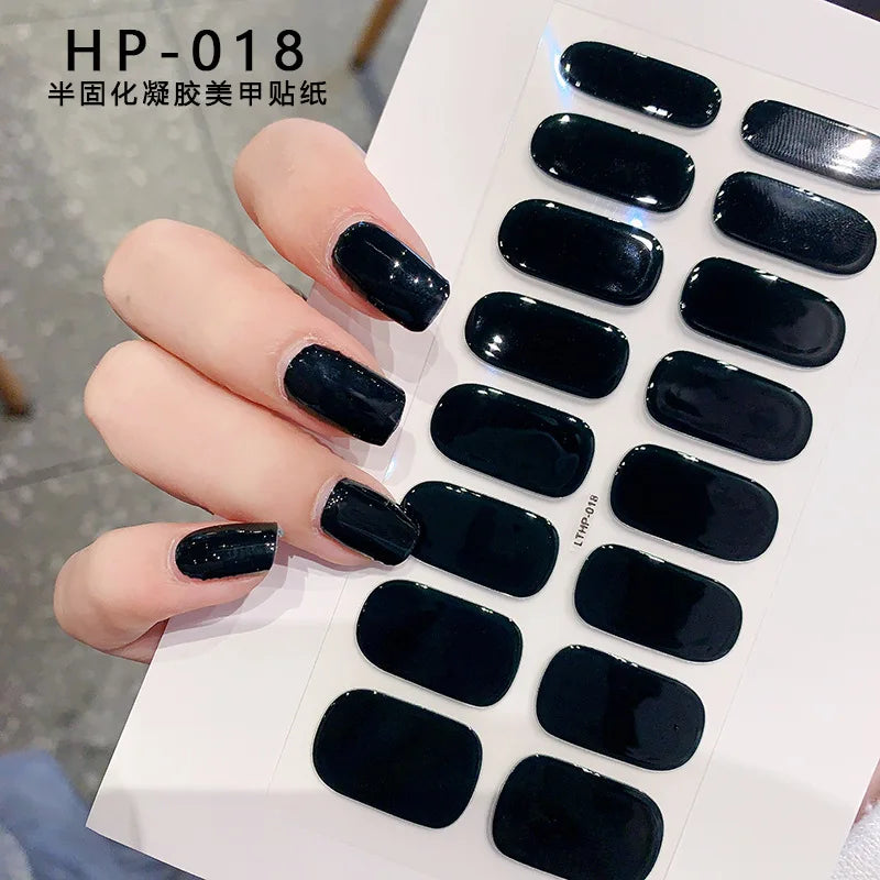 Nude Pink French Semi-Cured Gel Nail Patch Slider Adhesive Waterproof Long Lasting Full Cover Gel Nail Sticker UV Lamp Needed *^ (ONLINE ORDER ONLY)