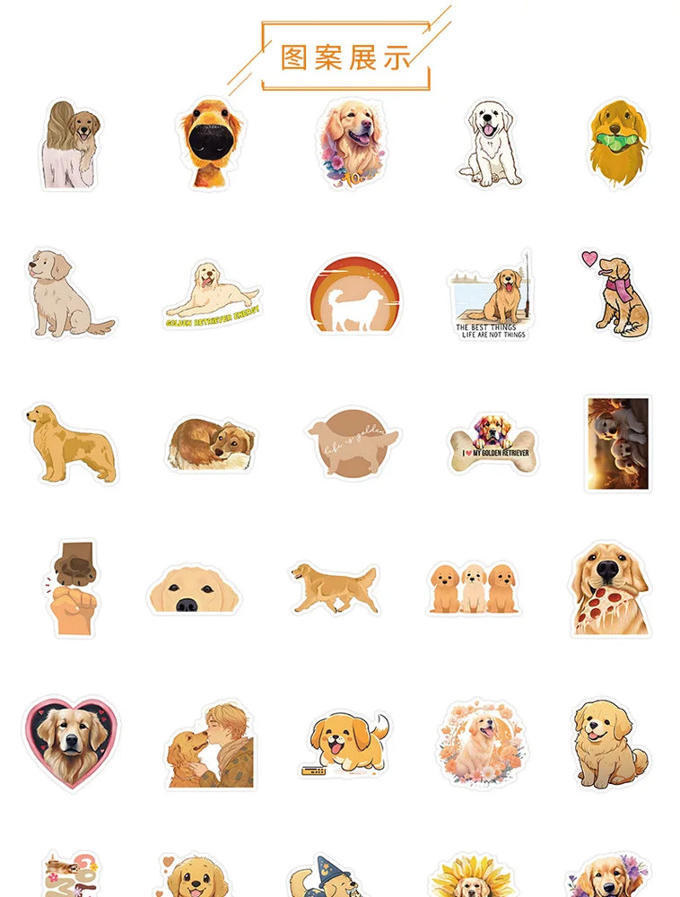 10/30/54PCS Golden Retriever Cartoon Stickers Kawaii Dog Sticker Cute Animal Toy Luggage Laptop Guitar Bike Decoration Decals (ONLINE ORDER ONLY)