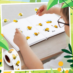 100-500pcs Cartoon Bee Stickers Cute Animal Sticker Waterproof Self-Adhesive Paper Mobile Rewards Sealing Label Decal Stationery (ONLINE ORDER ONLY)