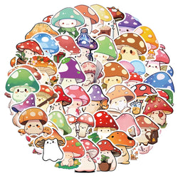 Cartoon Mushroom Stickers for Laptop, Car, Fridge, DIY Vinyl 10/30/50pcs (ONLINE ORDER ONLY)
