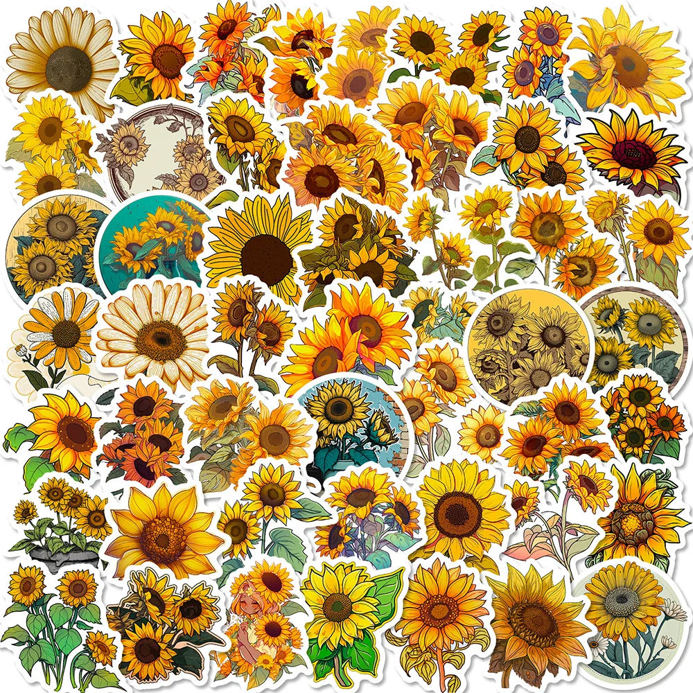 10/30/50pcs Cartoon You Are My Sunshine Sunflower Stickers Laptop Notebook Phone Suitcase Car Decoration Sticker Decals Kids Toy (Online Order Only)