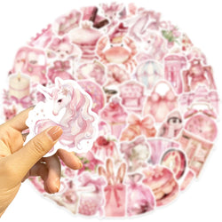 50pcs Pink Aesthetics Stickers Vinyl Decals DIY Skateboard Phone Laptop Car Luggage Bike Cool Waterproof Sticker (ONLINE ORDER ONLY)