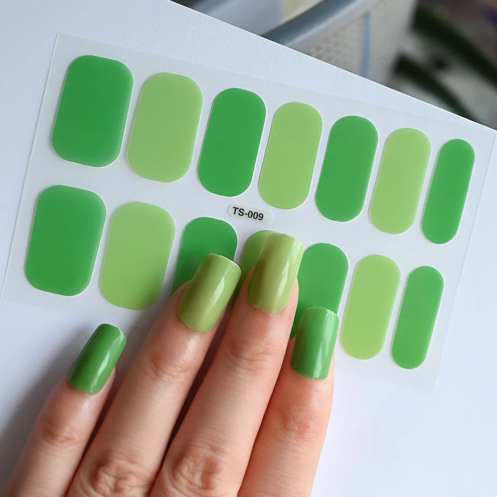 14Tips Solid Color Stickers Nail Art Supplies European & American Simple Decals Oil Film Decals Press on Nails Stickers Designer (ONLINE ORDER ONLY)