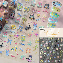 Summer Beach Bikini Watermelon Duck Cat Ice Cream Shell Coconut Tree Cherry Starfish Sunglasses Nail Art Sticker Manicure Decals (ONLINE ORDER ONLY)