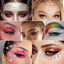 5Pcs Coloful Glitter Face Jewelry Sticker Crystal Eye Body Face Jewels Bady Makeup Tools Temporary Self-Adhesive Nail Rhinestone (ONLINE ORDER ONLY)