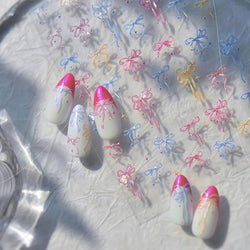 Chic Shiny Bowknot Colorful Ribbon Stars Heart Butterfly Flower Delicate Romantic Nail Art Stickers Decoration Manicure Decals (Online Order Only)