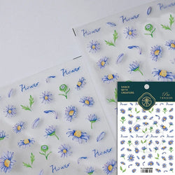 Gradient Coloredful Flower Petal Green Leaf Dreamy Shiny Chinese Rose Fantasy Relief Adhesive Nail Art Stickers Manicure Decals (Online Order Only)