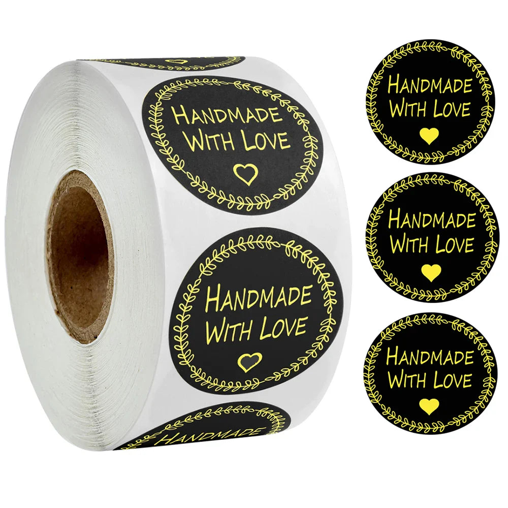 100-500pcs Round Natural Hand Made Stickers Seal Labels Cute Sticker For Cake Packaging Labels Sticker Stationery (Online Order Only)