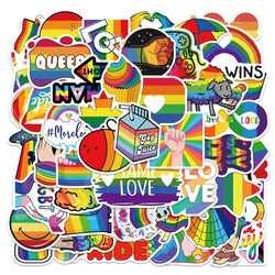 10/30/50Pcs Colorful Rainbow Funny LGBT Gay Pride Stickers On Skateboard Guitar Motorcycle Car Scrapbooking Laptop Suitcase Toys (ONLINE ORDER ONLY)