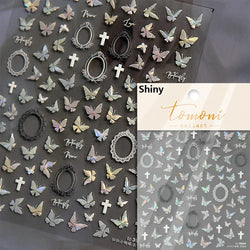Charming White Shiny Pearl Rhinestone Wings Feathers Crown Moon Stars 3D Self Adhesive Nail Art Sticker Manicure Decal Wholesale (ONLINE ORDER ONLY)
