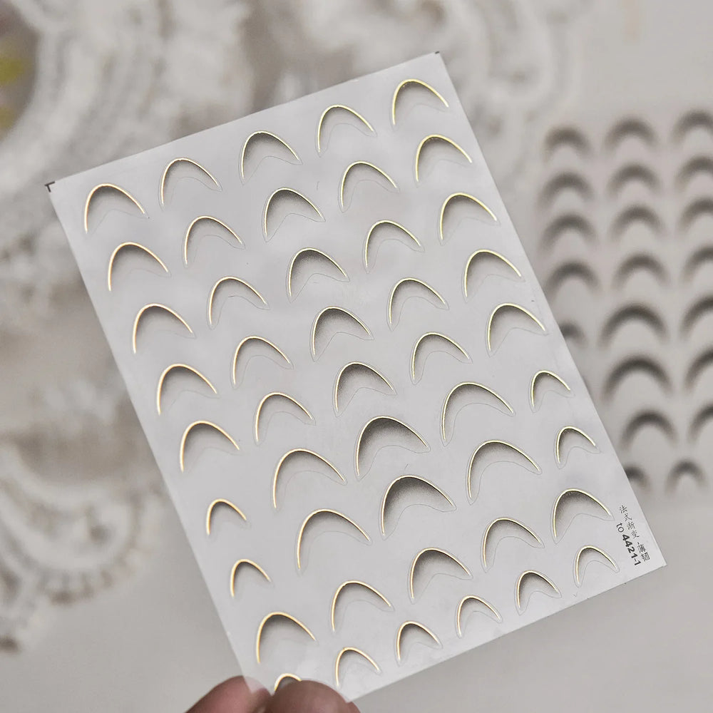 Geometric White Black Red Romantic French Arc Illusion Curve Embossed Relief Self Adhesive Nail Art Stickers 3D Manicure Decals (ONLINE ORDER ONLY)