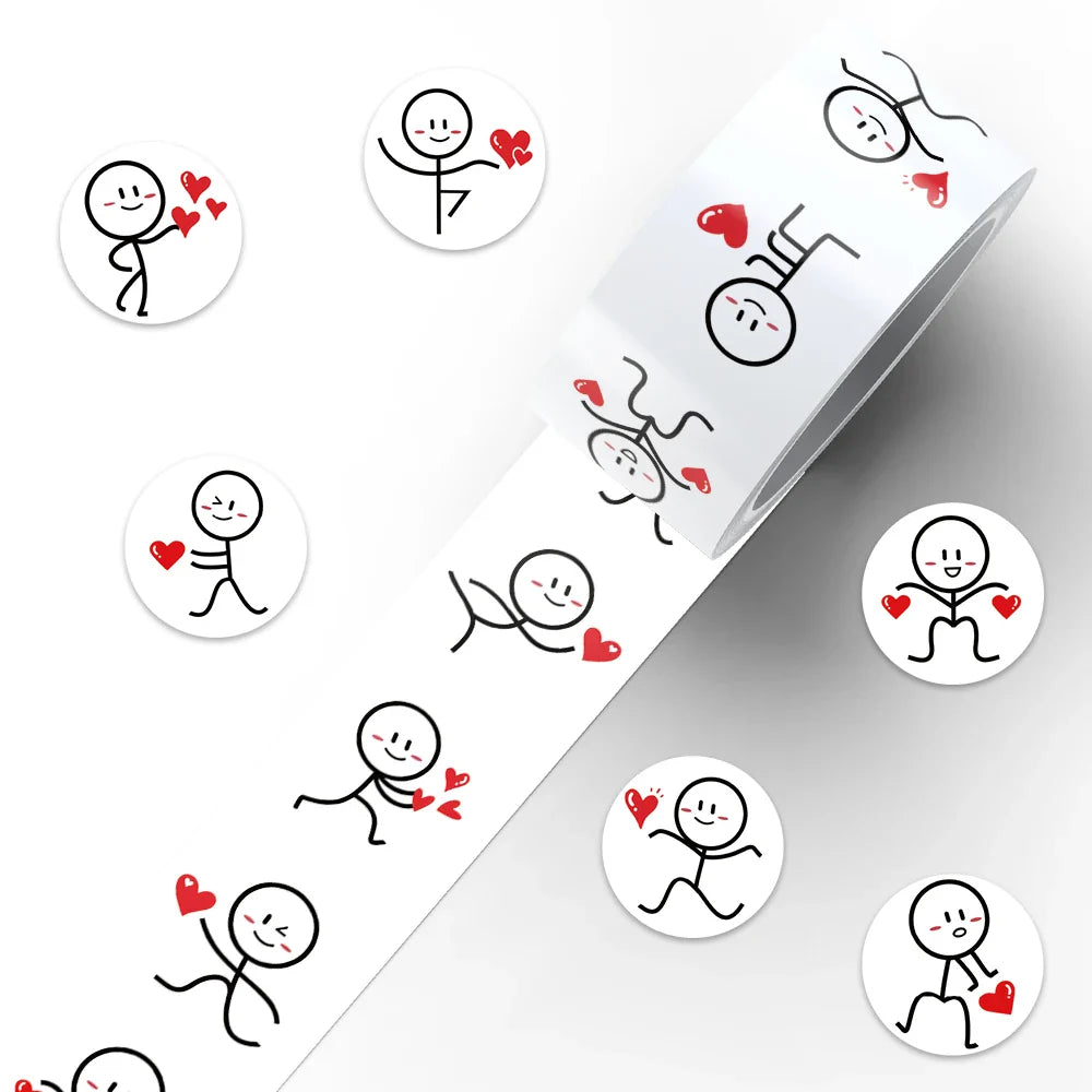 500pcs/roll Funny Cute Cartoon Line Figure Stickers For Laptop Luggage Guitar Phone Waterproof Vinyl Decals (10 Patterns) (Online Order Only)
