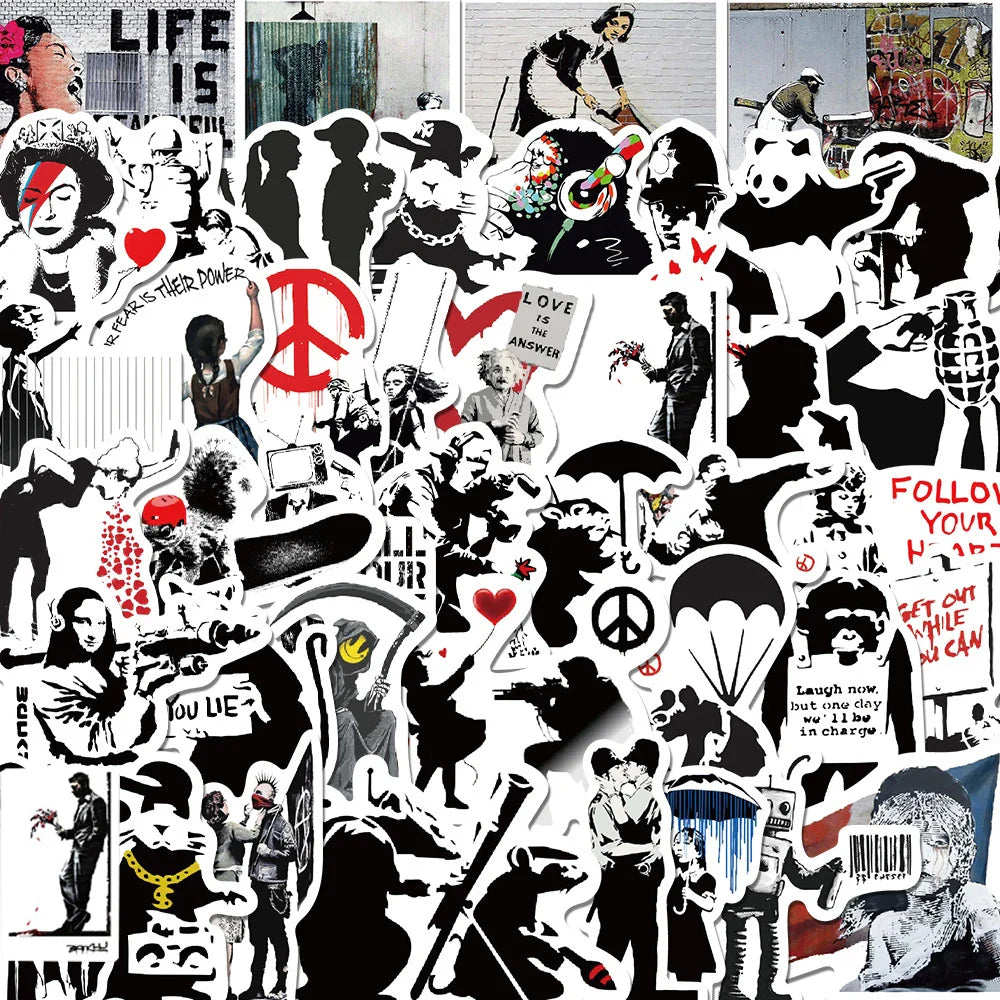 10/30/67PCS Banksy Art Graffiti Street Art Stickers Aesthetic Decal Skateboard Phone Laptop Car Bike Waterproof Sticker Kid Toy (ONLINE ORDER ONLY)