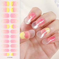 22Tips Semi Cured Gel Nail Wraps 3D UV Gel Nail Stickers Flowers Gradient Color Adhesive Full Cover Designer DIY Manicure Arts & (Online Order Only)