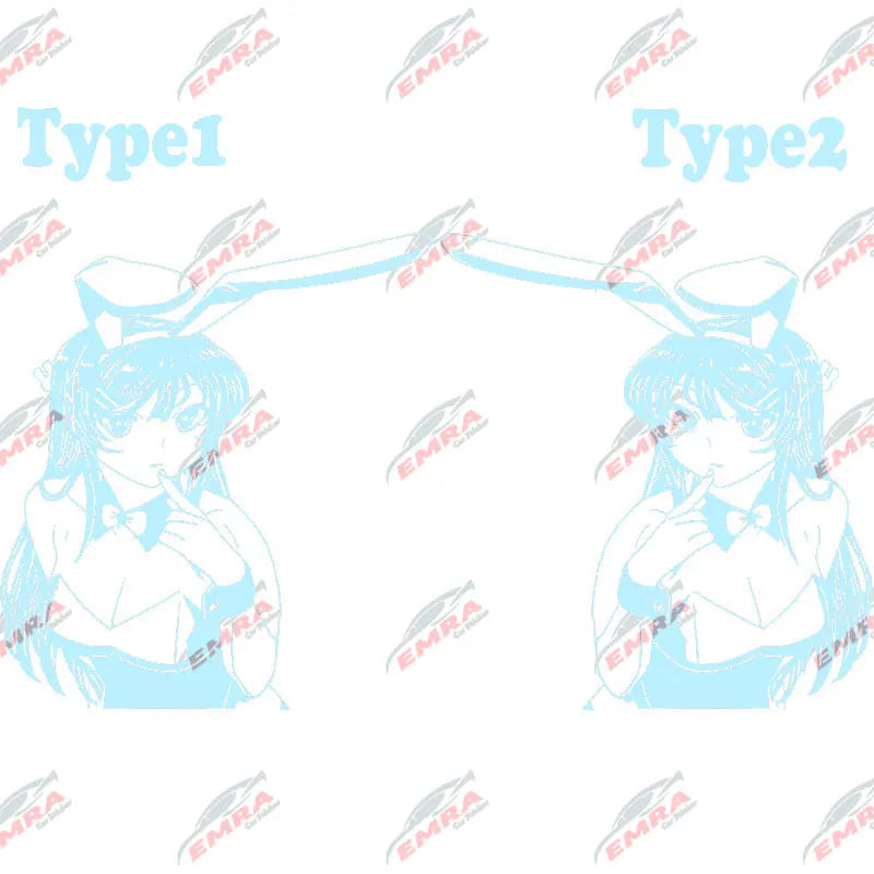 Anime Sticker Rabbit Girl For Car Stickers Decoration Window Door Rear Windshield External Accessories Die Cutting Vinyl Decals (ONLINE ORDER ONLY)