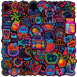 Cartoon Neon Light Stickers for Laptop, Phone, Diary - 10/30/50pcs (Online Order Only)