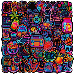 Cartoon Neon Light Stickers for Laptop, Phone, Diary - 10/30/50pcs (Online Order Only)