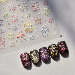 Colorful Fireworks Burst Hot Stamping Process Laser Pink Bright Romantic Self Adhesive Nail Art Stickers Chic Manicure Decals (ONLINE ORDER ONLY)