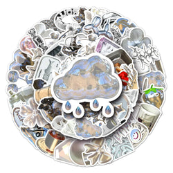 50Pcs Silver Cartoon Waterproof Vinyl Stickers for Skateboard Snowboard (Online Order Only)