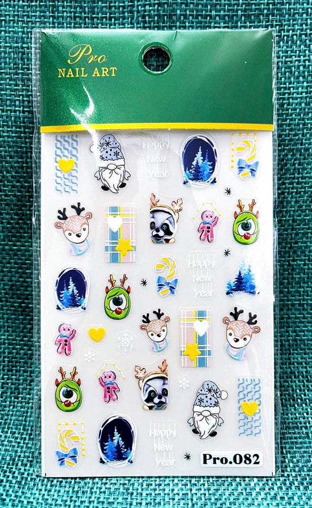 5D Embossed Gingerbread Man Nail Art Sticker Cute Christmas Winter Santa Claus Snowflake Elk Engraved Slider Manicure Decoration (ONLINE ORDER ONLY)