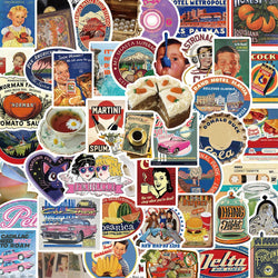 Retro Cartoon Sticker Set: Phone, Laptop, Luggage, Skateboard Decals for Kids (ONLINE ORDER ONLY)