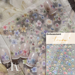 Dried Flower Lavender Bowknot Peony Pomegranate Flowers Bouquet Rose Chic Reliefs Self Adhesive Nail Art Stickers Manicure Decal (ONLINE ORDER ONLY)