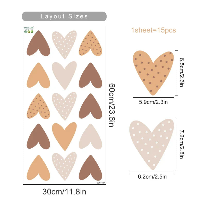 Boho Cute Heart Watercolor Vinyl Wall Sticker Decals Kids Nursery Decor (Online Order Only)