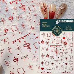 White Black Pink Bowknot Lace Star Pearl Tassel Pendant Shiny 5D Embossed Relief Self Adhesive Nail Art Stickers Manicure Decals (ONLINE ORDER ONLY)
