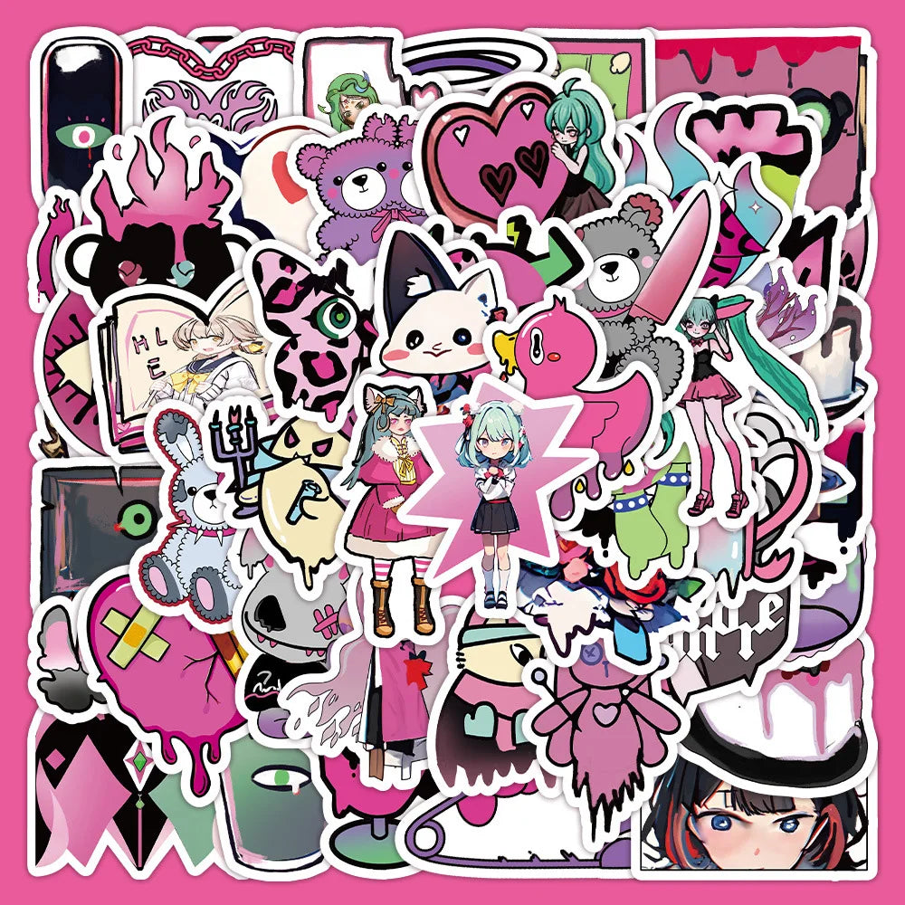 Gothic Sticker Set: Harajuku Style Decals for Phone, Laptop, Luggage, Skateboard, Kids' Fun (Online Order Only)