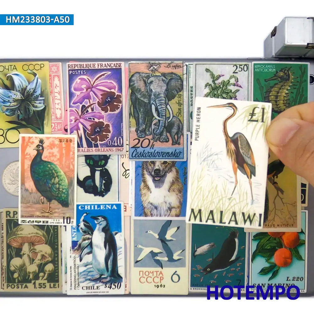 20/30/50Pieces Retro Fashion Art Style Nostalgic Stamp Stickers for Scrapbook Journal Car Bike Luggage Phone Laptop Sticker Toys (ONLINE ORDER ONLY)