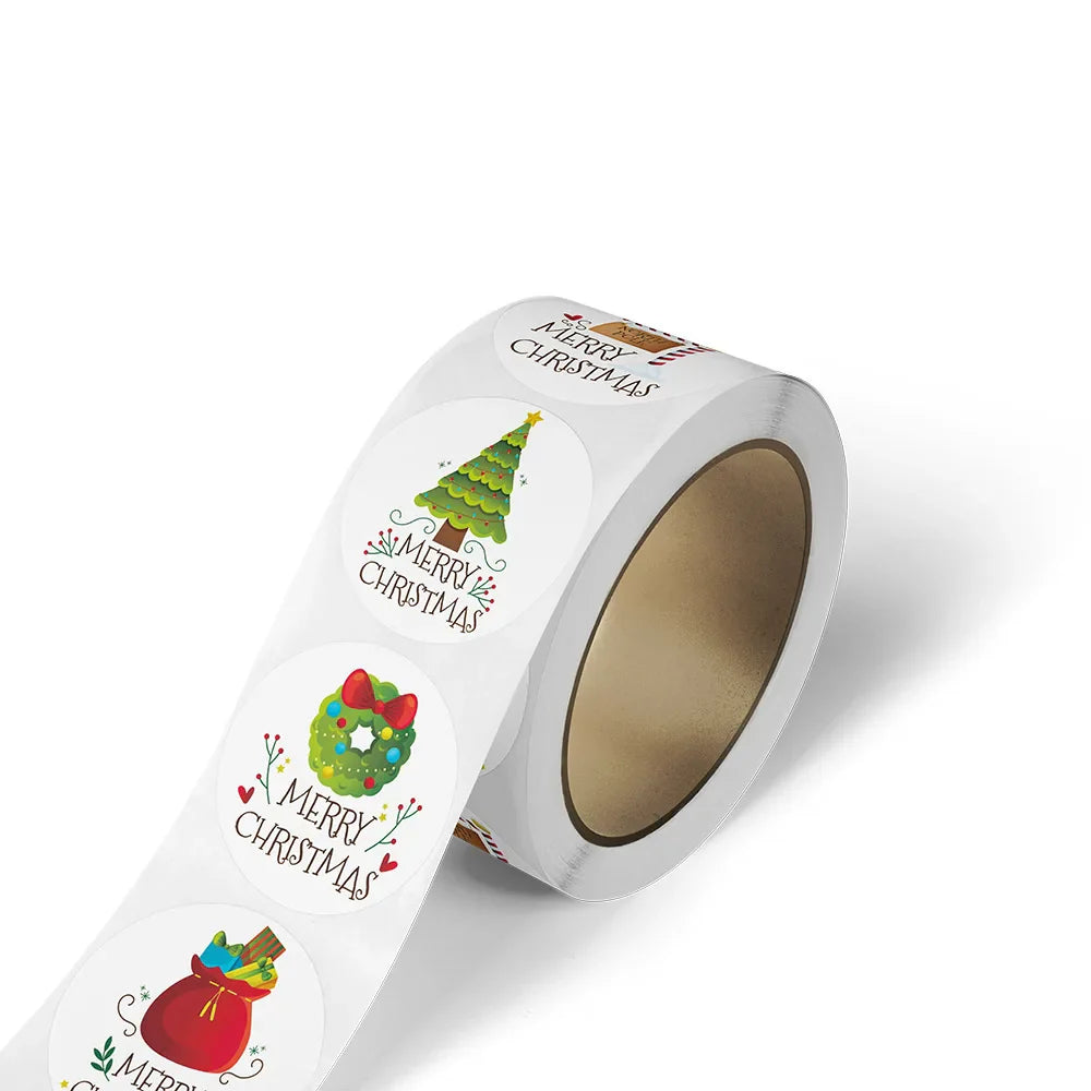 100-500pcs White Merry Christmas Sticker Holiday Party New Year Decoration Gift Box Seal Sticker Baking Label Packaging Sticker (ONLINE ORDER ONLY)