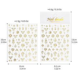 4pcs/Set Elf/Fairy Jelly Gold Nail Art Sticker Sun/Moon/Star Geometric Embossed Reliefs Self Adhesive Nail Decal Manicure Design (Online Order Only)
