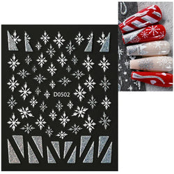 1pc Christmas Nail Sticker 3D Gold Glitter Snowflake Elk Penguin Bells Design Adhesive Nail Slider Decals Winter Manicure Decor* (Online Order Only)