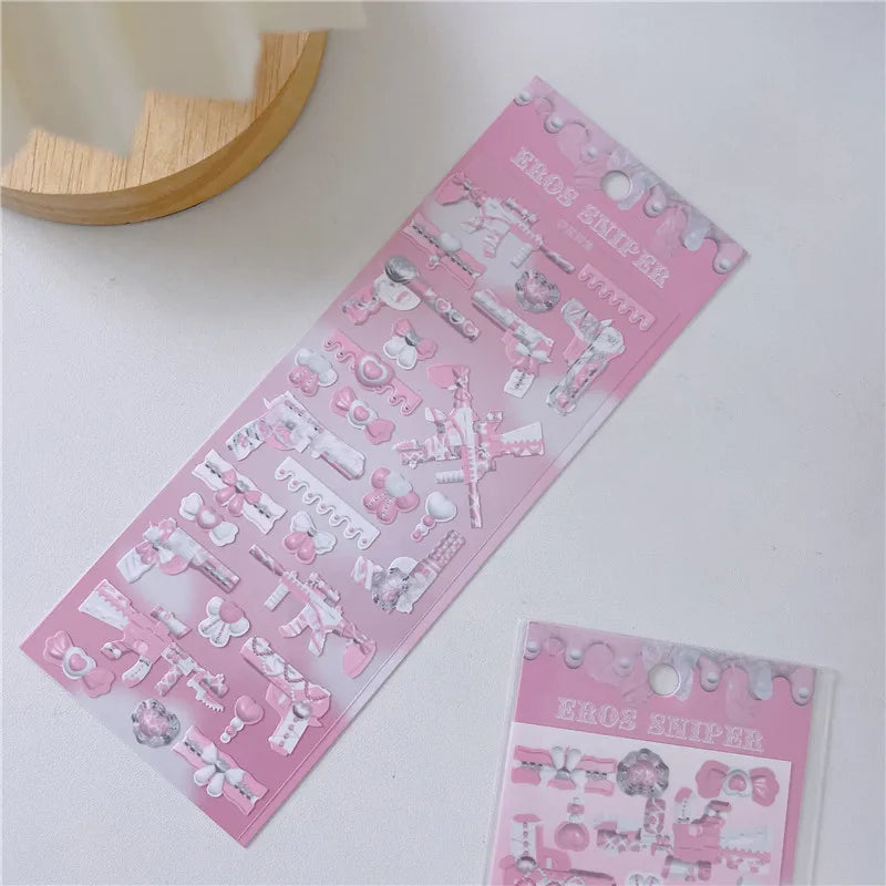 Cute Sweet Cool Gun Decorative Stickers Korean ins Hand Account Idol Card DIY Material Sticker Personalized Kawaii Stationery (ONLINE ORDER ONLY)