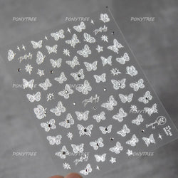 Shiny Butterfly Lace Line Bowknot Silk Ribbon Star Love Heart Fantasy Delicate Chic Adhesive Nail Art Stickers Manicure Decals (Online Order Only)