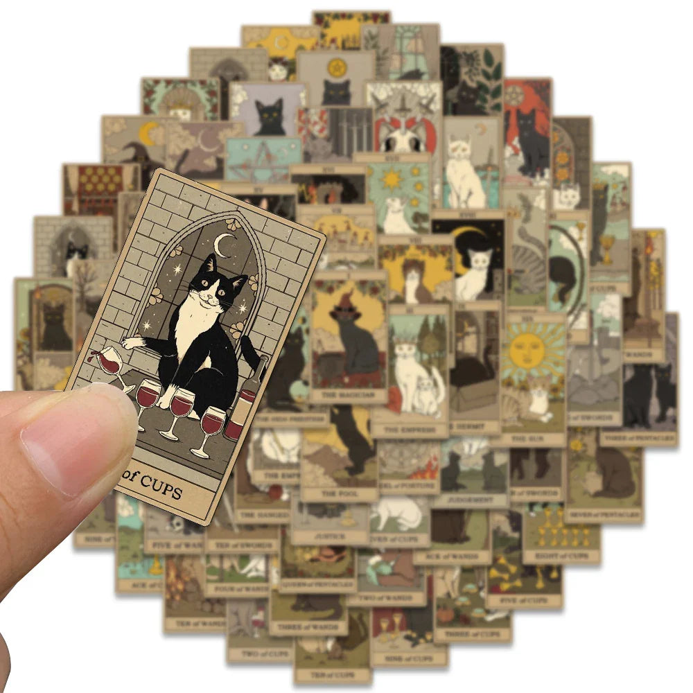 70pcs Retro Cartoon Cats Tarot Art Stickers (ONLINE ORDER ONLY)