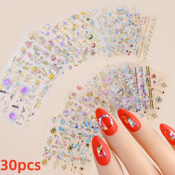 30pcs 3D Daisy Design Nail Art Sticker Set Acrylic Sanding Colorful Floral Decals Self-Adhesive Nail Art Supplies DIY Manicure * (ONLINE ORDER ONLY)